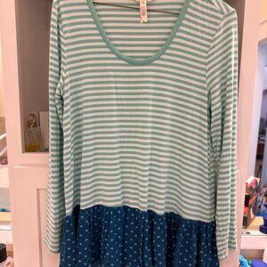 Matilda Jane Aqua and White Striped Top